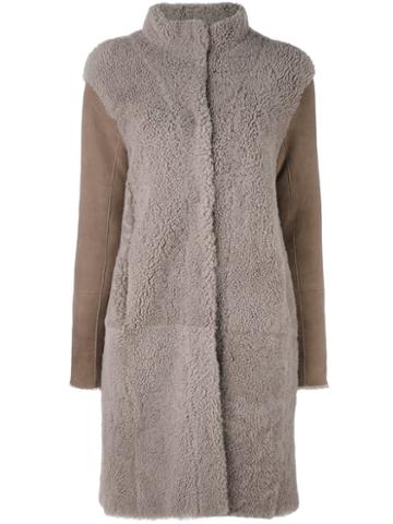 Steffen Schraut High Neck Coat, Women's, Size: 38, Brown, Lamb Fur/lamb Skin