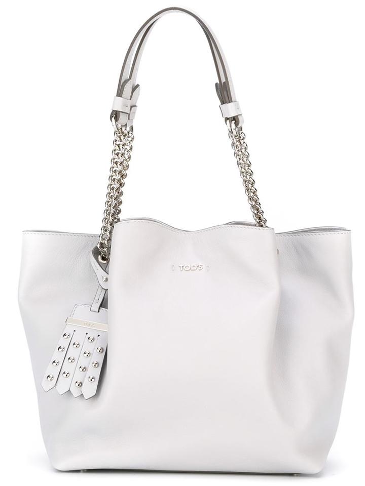 Tod S Flower Tote, Women's, Grey, Nappa Leather