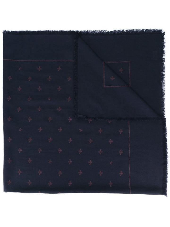 Gucci Bee Jacquard Stole, Blue, Silk/wool