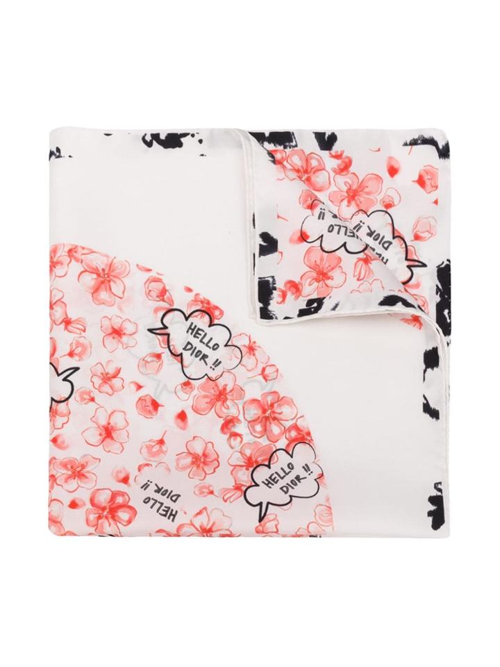 Baby Dior Floral Print Scarf - White
