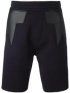 Neil Barrett Geometric Insert Track Shorts, Men's, Size: Large, Blue, Lyocell/cotton/viscose/cotton