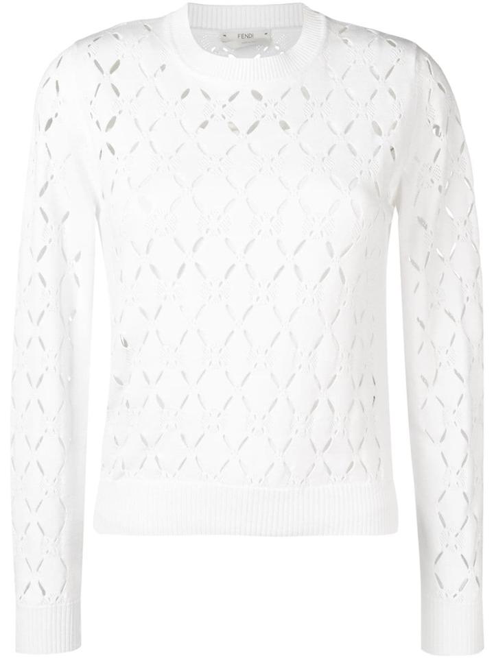 Fendi Openwork Knit Sweater - White