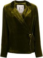 L'autre Chose Velour Wrap Blazer - Green