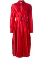 Max Mara Flared Belt Dress, Women's, Size: 42, Red, Silk