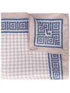 Borrelli - Houndstooth Print Scarf - Men - Silk - One Size, Nude/neutrals, Silk