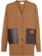 Burberry Lambskin Pocket Merino Wool Cardigan - Brown