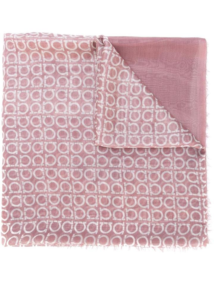 Logo Print Scarf, Women's, Pink/purple, Silk/modal, Salvatore Ferragamo