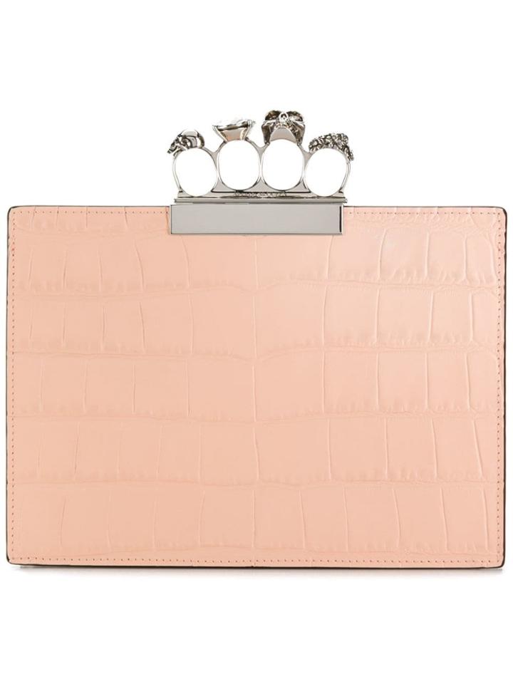 Alexander Mcqueen Skull Four-ring Clutch - Neutrals
