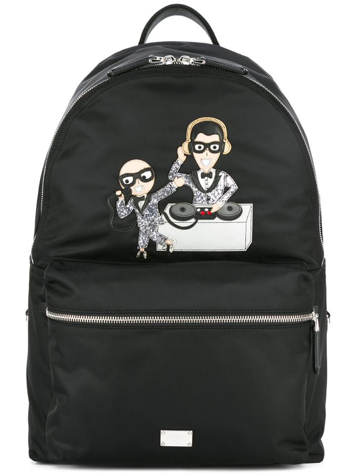 Dolce & Gabbana Volcano Designer's Patch Backpack - Black