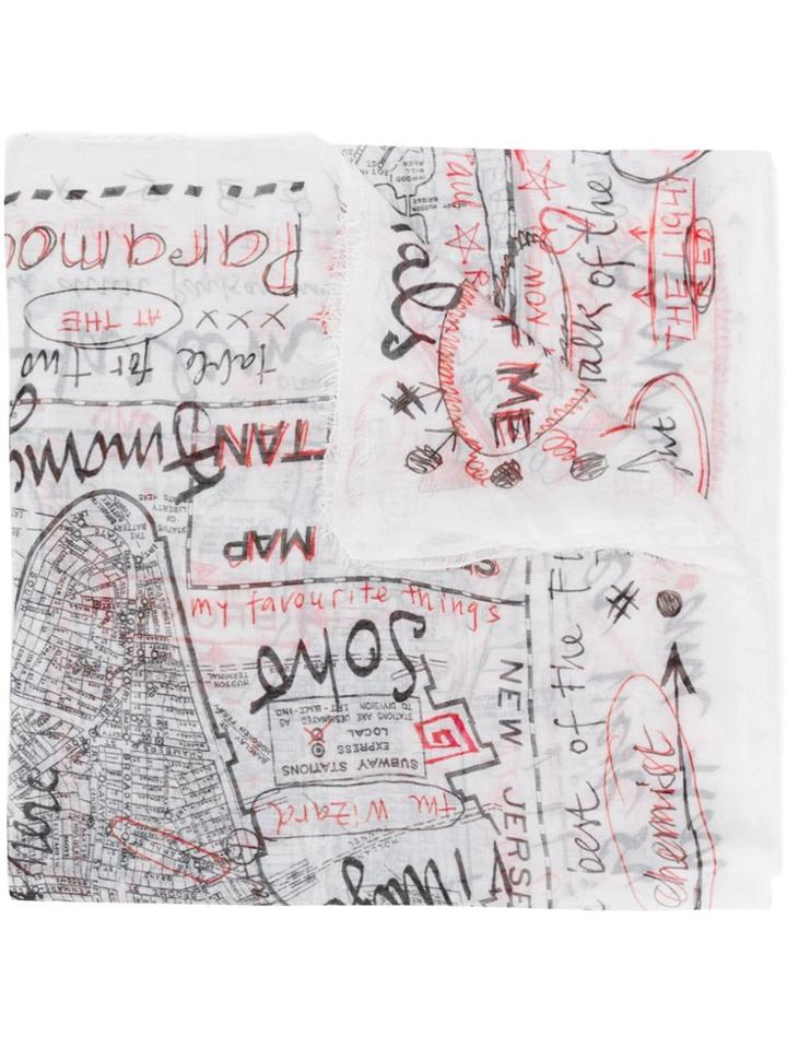 Faliero Sarti Text Print Scarf - White