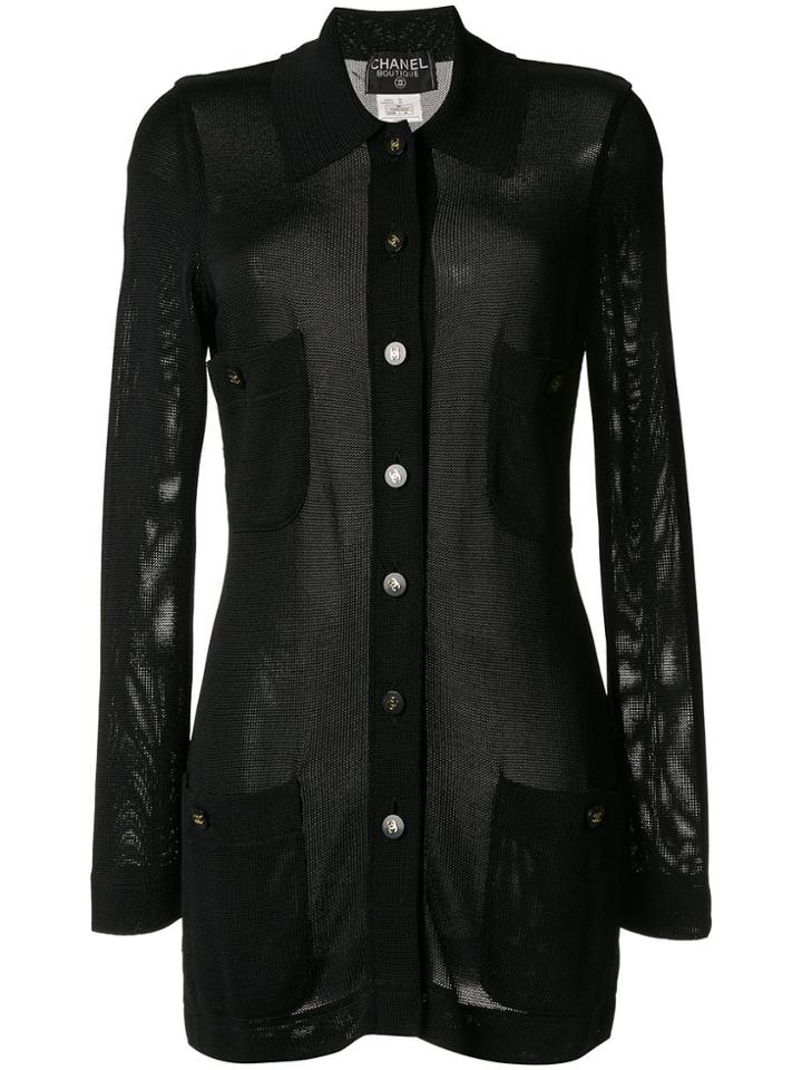 Chanel Vintage Semi-sheer Cardigan - Black