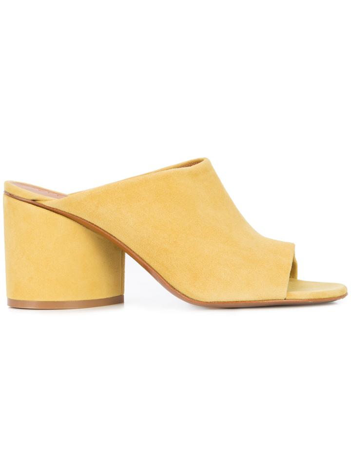 Robert Clergerie Peep Toe Mules - Yellow & Orange