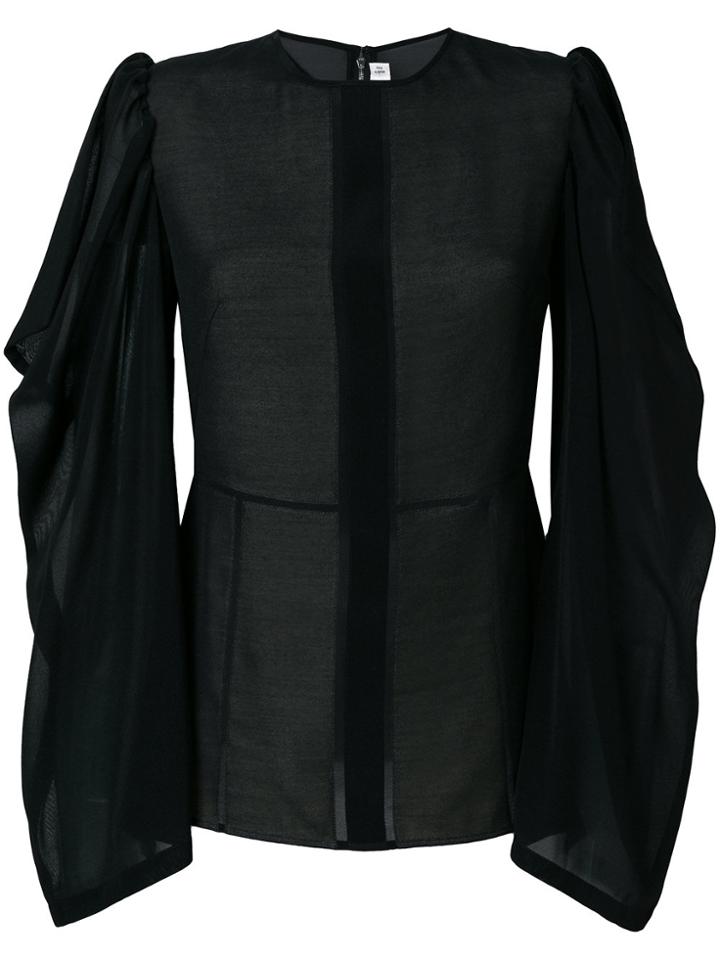 Victoria Beckham Drape Sleeve Panelled Top - Black