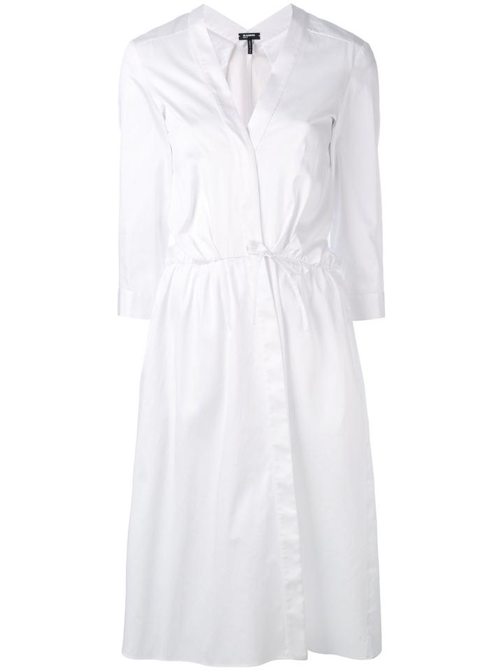 Jil Sander Navy Wrap Dress, Women's, Size: 36, White, Cotton