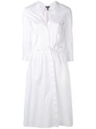 Jil Sander Navy Wrap Dress, Women's, Size: 36, White, Cotton