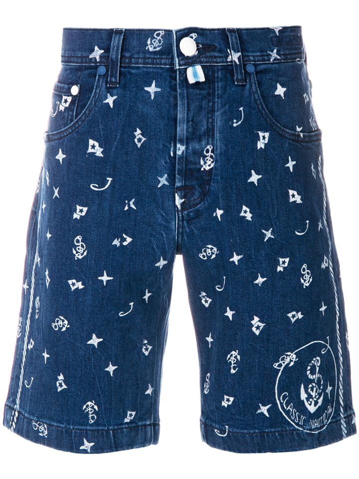 Jacob Cohen Nautical Printed Denim Shorts - Blue