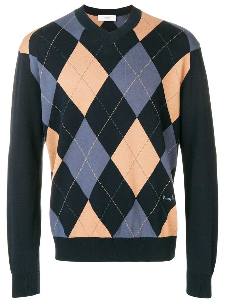 Pringle Of Scotland Intarsia Argyle Jumper - Blue