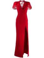 Elisabetta Franchi Floral Lace Inserts Maxi Dress - Red