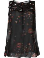 Giamba Ladybug Print Sheer Top, Women's, Size: 42, Black, Polyester/silk