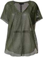 Drome Perforated V-neck Blouse - Green