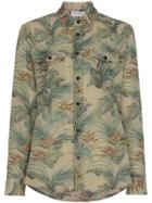 Saint Laurent Palm Tree Print Long Sleeve Shirt - Green