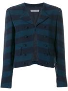 Giorgio Armani Vintage Tonal Stripes Double-breasted Jacket - Blue