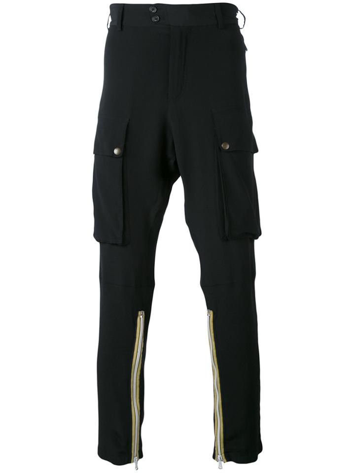 No21 Embroidered Patch Cargo Trousers - Black