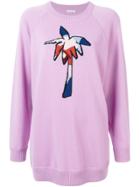 Tomas Maier Palm Tree Embroidered Sweater - Pink & Purple