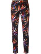 Emilio Pucci Leaves Print Stretch Jeans, Women's, Size: 42, Black, Cotton/spandex/elastane