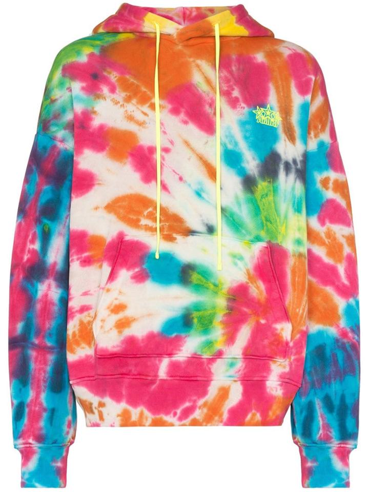 Amiri Star Embroidered Tie-dye Hooded Cotton Jumper - Multicoloured