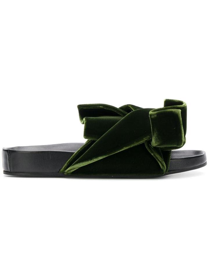 Nº21 Oversized Bow Flat Sandals - Green