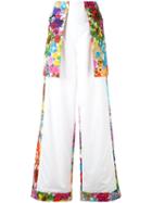 Ports 1961 - Floral Panel Flared Trousers - Women - Cotton - 42, White, Cotton