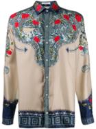 Versace Collection Rose Long Sleeve Shirt - Blue