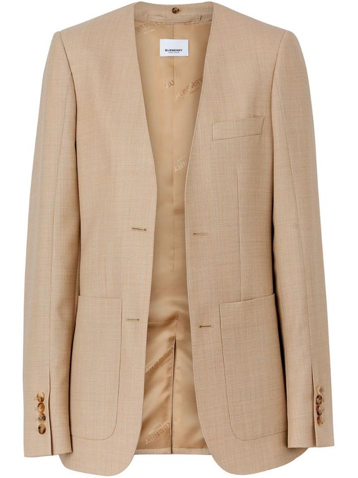 Burberry Fish-scale Print Bib Detail Wool Tailored Jacket - Neutrals