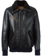 Golden Goose Deluxe Brand Leather Bomber Jacket, Men's, Size: Large, Black, Calf Leather/polyester