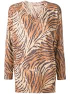 Twin-set Tiger Print Sweater - Brown
