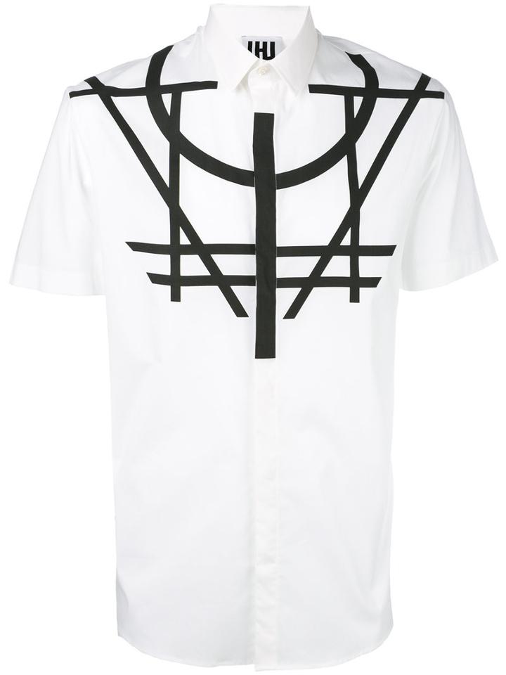 Les Hommes Urban - Geometric Print Shirt - Men - Cotton/spandex/elastane - Xl, White, Cotton/spandex/elastane