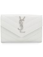 Saint Laurent Monogram Envelope Wallet - White