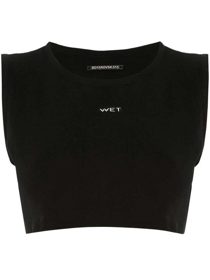 Boyarovskaya Cropped Tank Top - Black