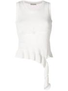 Each X Other Asymmetric Ripped Knitted Top - White