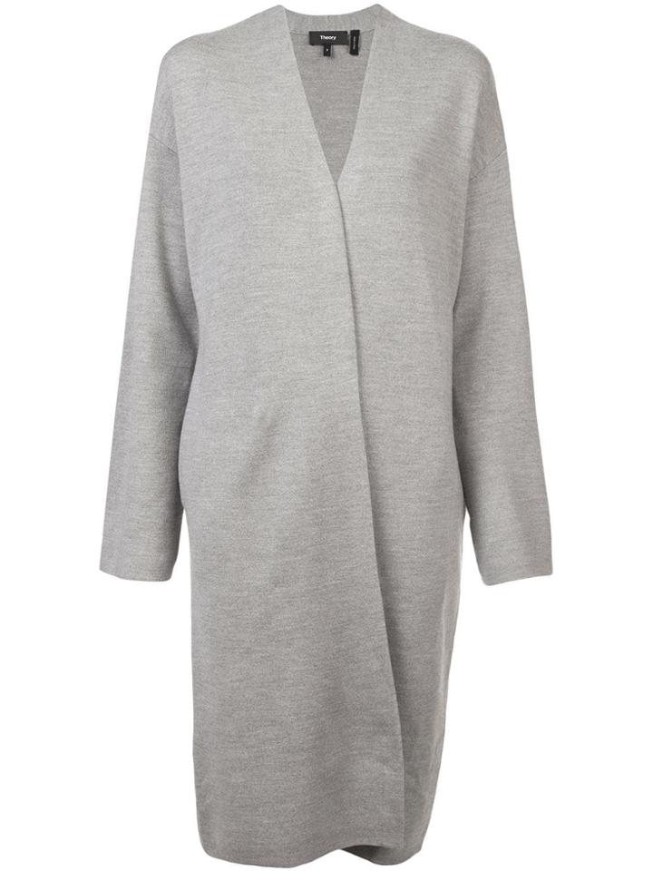 Theory Long-sleeve Draped Cardigan - Grey