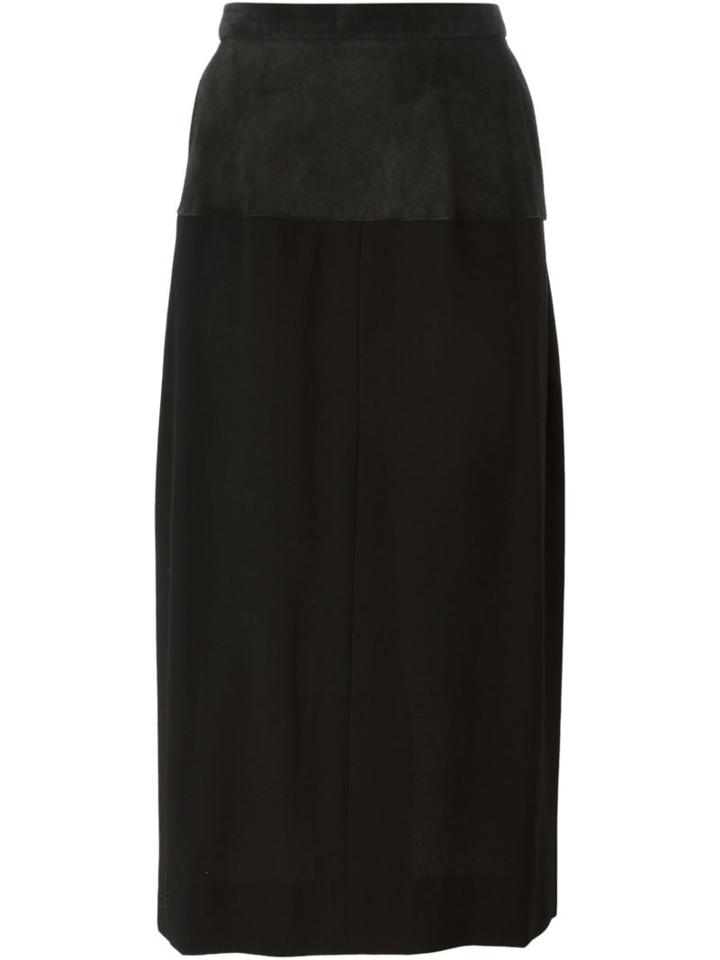 Yves Saint Laurent Vintage Panel Pencil Skirt, Women's, Size: 38, Black