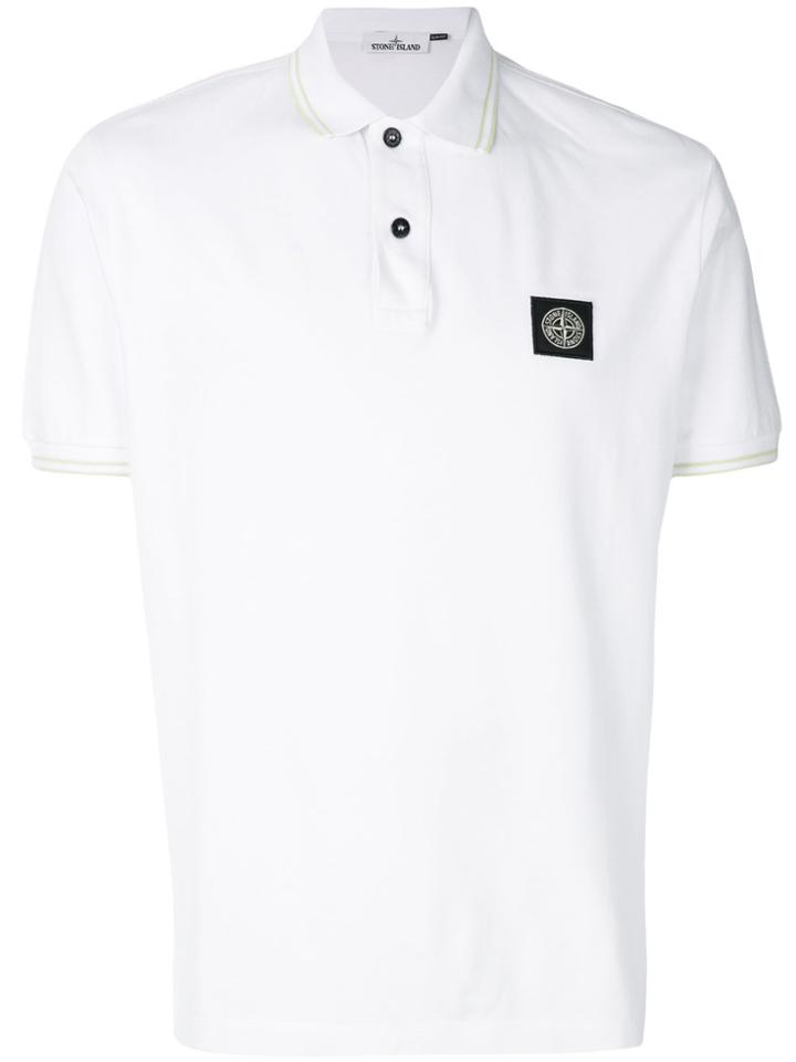 Stone Island Logo Polo Top - White