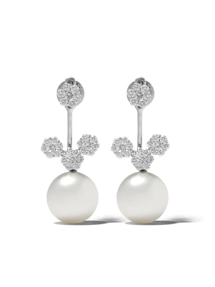 Yoko London 18kt White Gold Novus South Sea Pearl And Diamond Earrings