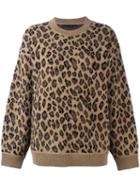 Alexander Wang Leopard Print Sweater, Women's, Size: Xs, Brown, Cashmere/wool