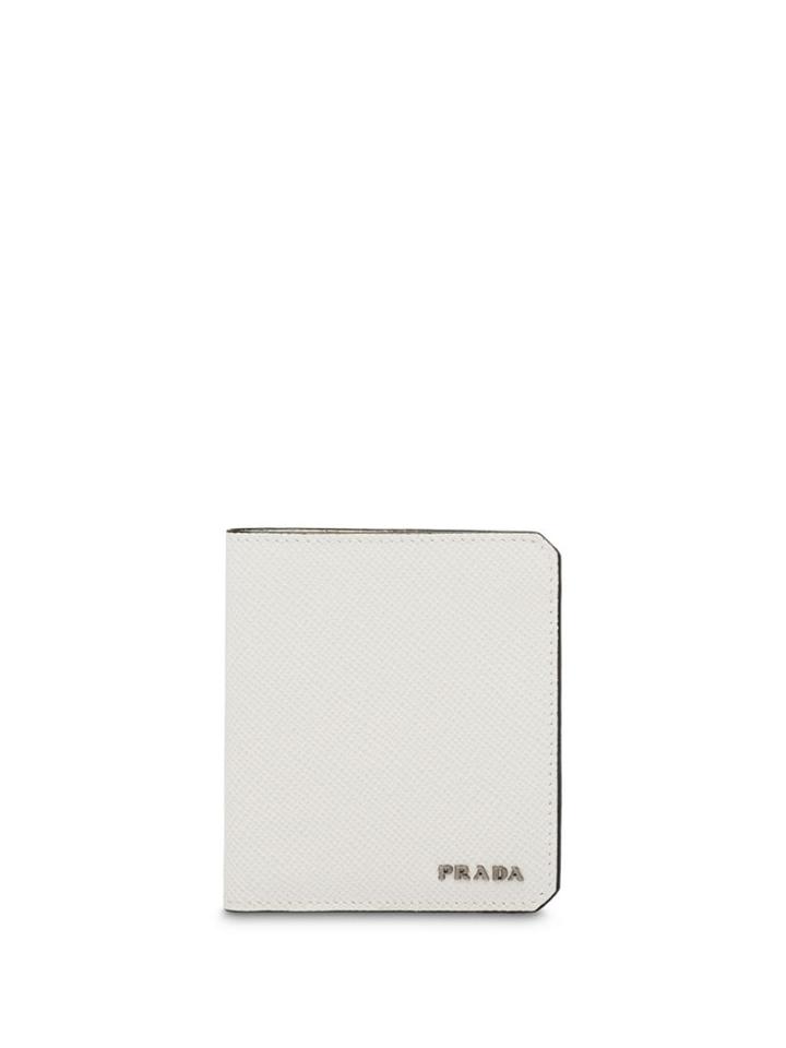 Prada Logo Plaque Wallet - White