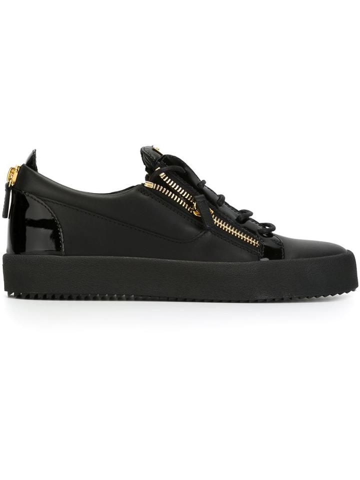 Giuseppe Zanotti Design Frankie Low Sneakers, Men's, Size: 43.5, Black, Silk/leather