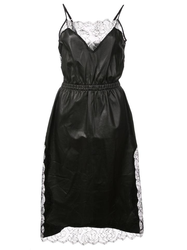 Fleur Du Mal Leather Rose Lace Dress - Black