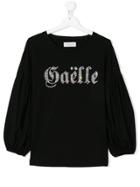 Gaelle Paris Kids Teen Embellished Logo Top - Black