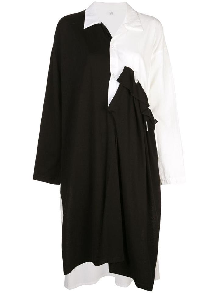 Y's Panelled Shirt Dress - Black